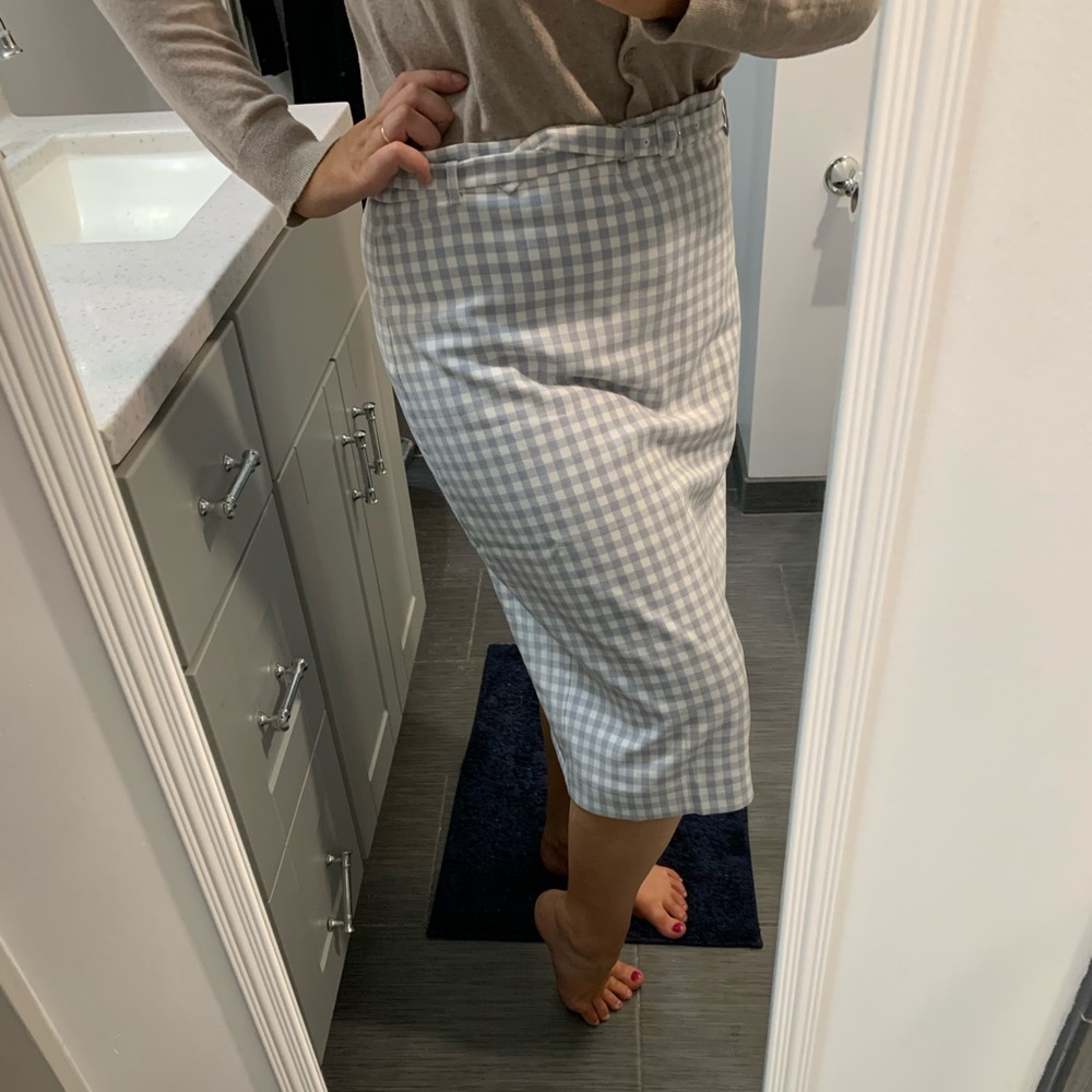 Ann Taylor Factory Grey and White Gingham Skirt